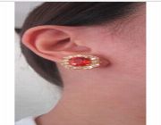 Diamond Earrings,Natural Diamond,Spessartite Garnet,Yellow Gold Earrings -- Jewelry -- Pampanga, Philippines