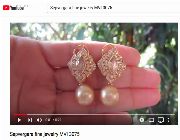 Natural Diamond,Diamond Earrings,Pearl Earrings,Yellow Gold Pearl Dangling -- Jewelry -- Pampanga, Philippines