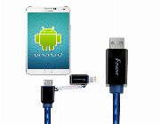 Foxnovo 2.6ft Blue Glowing EL Light 2-in-1 Lightning & Micro USB Sync Data Cable -- Mobile Accessories -- Metro Manila, Philippines