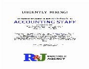 Accounting Staff, hiring, job -- Accounting Jobs -- Metro Manila, Philippines