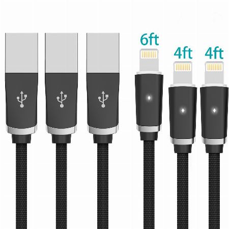 Aimus Lightning Cable iPhone 7 Charger 3 Pack 4FT 4FT 6FT Cotton Braided Charging Cable Cord iPhone Cable USB Charger Compatible with iPhone X/8/8 Plus/7/7 Plus/6/6S Plus/5S/iPad and iPod (Black) -- Mobile Accessories -- Metro Manila, Philippines