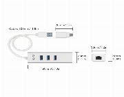 WEme Ethernet Adapter 2-in-1 USB C to Gigabit Ethernet Converter (Compatible Thunderbolt 3), Aluminum USB 3.0 RJ45 Network Adapter with 3 Port Hub for PC/ Mac/ Linux, Macbook Air, Windows Surface Pro -- Peripherals -- Pasig, Philippines