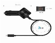 Fast Car Charger, Vogek 3-Port Car Charger with 3 FT Integrated Quick Charge 3.0 USB C Fast Charging Cable for Galaxy S8/S8 Plus, Moto Z, HTC 10, LG V20 and More Devices, Black -- Mobile Accessories -- Pasig, Philippines