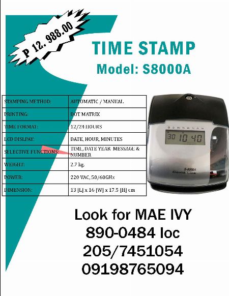 Time stamping machine -- All Office & School Supplies Metro Manila, Philippines