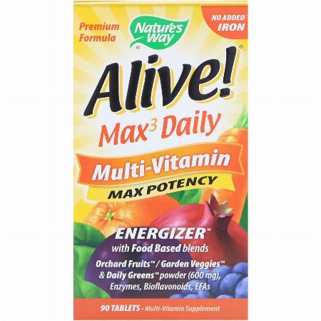 Natures Way, Alive! Max3 Daily, Multi-Vitamin, No Added Iron, 90 Tablets -- Nutrition & Food Supplement Metro Manila, Philippines
