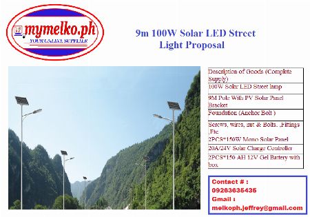9m 100W Solar LED Street Light Proposal -- Everything Else -- Laguna, Philippines