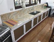 decorative kitchen counters peninsulas islands tile granite synthetic granite -- Home Construction -- Binan, Philippines