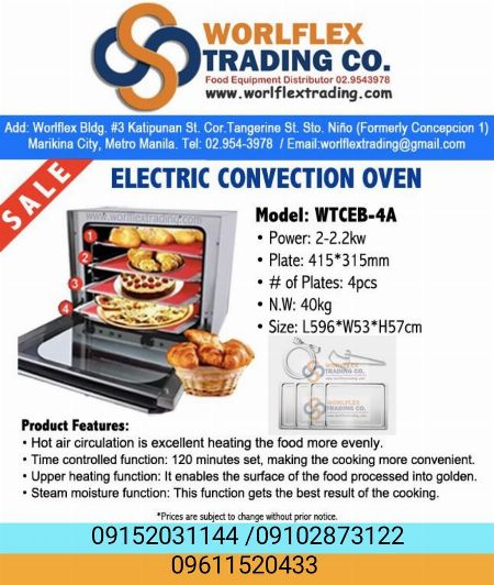 100% Brandnew. Items are Ready for pick up / delivery. BESTBUY! WORTH THE MONEY. We sell all kinds of food equipment. CHOOSE WORLFLEX. TRUSTED & RELIABLE. Certified QUALITY w/ after sales service/technician assistance& parts availability. -- Food & Beverage Metro Manila, Philippines