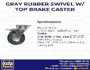 Gray Rubber Swivel With Top Brake Caster Wheel - 2",3",4",5", Nare Tools Inc, Sonic -- Everything Else -- Metro Manila, Philippines