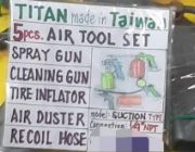 PNEUMATIC AIR TOOL TOOLS SET KIT SPRAY GUN CLEANING GUN TIRE INFLATOR AIR DUSTER RECOIL HOSE SUCTION TYPE 1/4" NPT 5pcs TITAN TAIWAN 5K PESOS -- Everything Else -- Metro Manila, Philippines