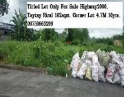 138sqm. Corner Lot 3.588M Titled Lot Only For Sale in Highway2000,Taytay -- Land -- Rizal, Philippines
