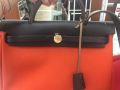 authentic hermes herbag pm red orange canvas dark brown leather gold hardwa, -- Bags & Wallets -- Metro Manila, Philippines