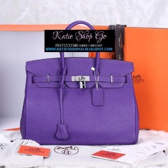 Hermes Birkin 35cm Leather In Purple Silver Hardware - Db003744 [ Bags ...