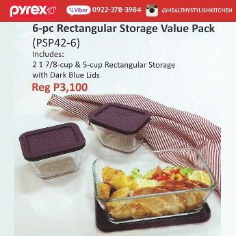 6 pc pyrex rectangular storage value pack, -- Dining Room Manila, Philippines